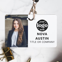 Witte werknemer Foto-ID met QR-code Business Logo Badge