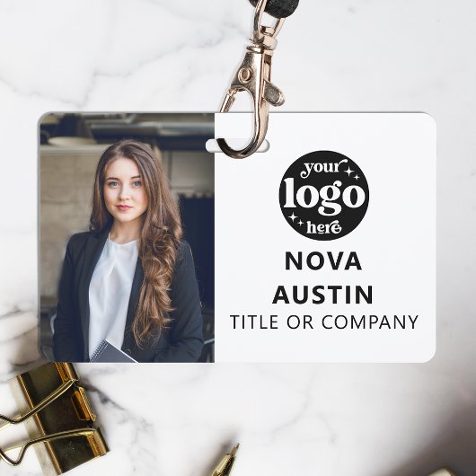 Witte werknemer Foto-ID met QR-code Business Logo Badge