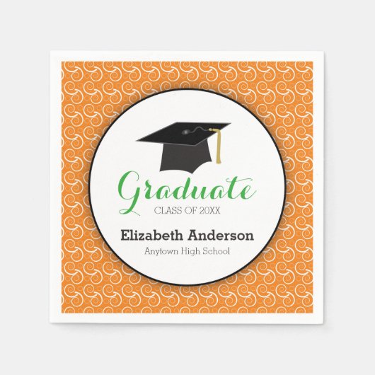 Witte werveling op Sinaasappel, gepersonaliseerd A Servetten (Voorkant)