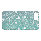 Witte wervelingen en bloemen iPhone 7 Hoesje (Achterkant (Horizontaal))