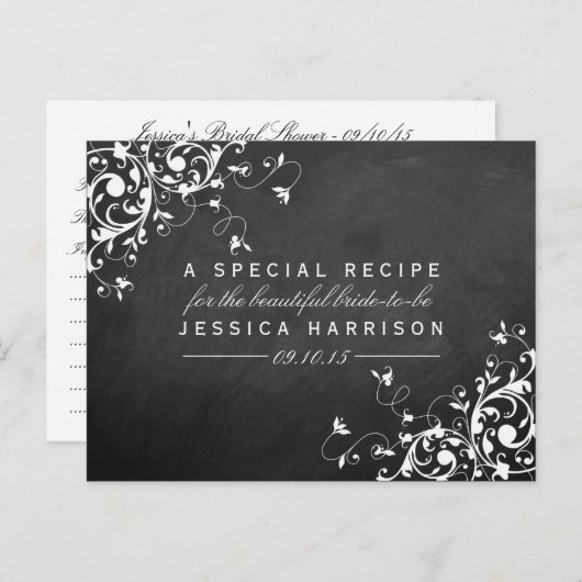 Witte wervelingen op krijtbord Vrijgezellenfeest r Uitnodiging Briefkaart (Voorkant / Achterkant)