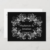  witte wervelingen op zwart Save The Date Aankondigingskaart (Voorkant / Achterkant)