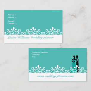 Witte Wervelingen Turquoise Bruid Bruidegom Huweli Visitekaartje