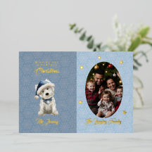 Witte Westie en familie Kerstmis