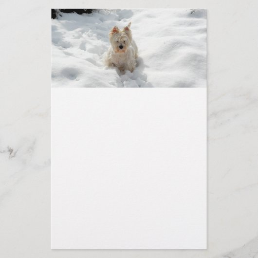 Witte Westie Hond in Sneeuw Stationery Papier (Voorkant)