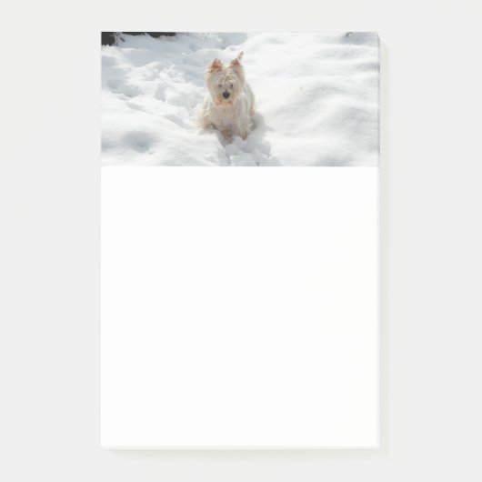 Witte Westie-hond in sneeuwnotities Post-it® Notes (Voorkant)