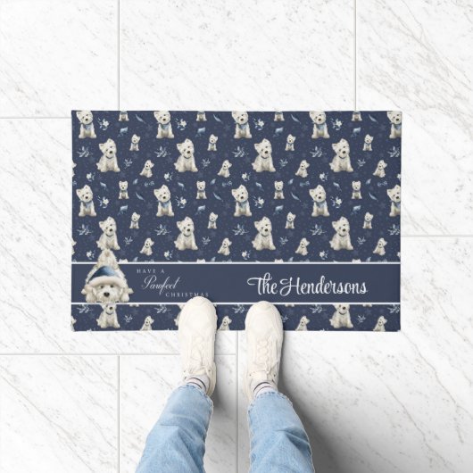 Witte Westie Kerstmis Deurmat (Binnen)