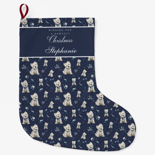 Witte Westie Kerstmis Grote Kerstsok (Voorkant)