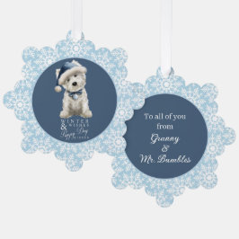 Witte Westie Kerstmis Ornament Kaart