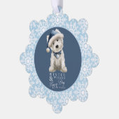 Witte Westie Kerstmis Ornament Kaart (Links)