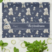 Witte Westie Kerstmis Theedoek (Gevouwen)