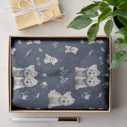 Witte Westie Kerstmis Tissuepapier (Geschenk)
