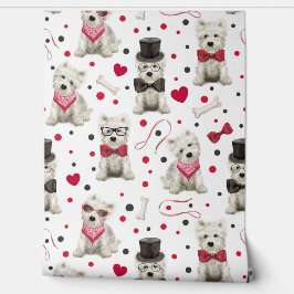Witte Westie met Accessoires Whimsical Behang