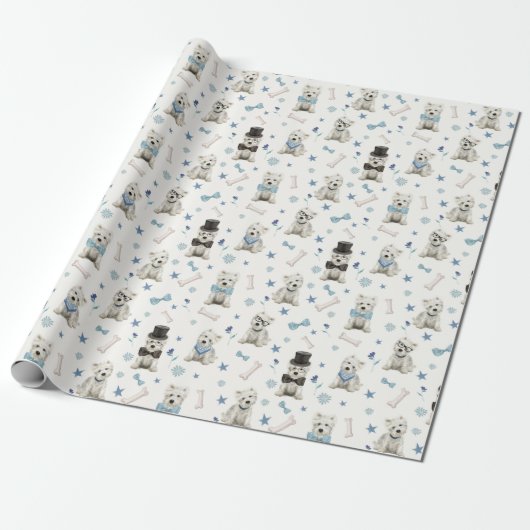 Witte Westie met Accessoires Whimsical Cadeaupapier (Uitgerold)