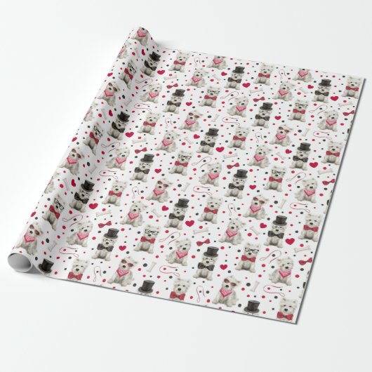 Witte Westie met Accessoires Whimsical Cadeaupapier (Uitgerold)
