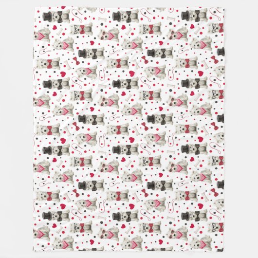 Witte Westie met Accessoires Whimsical Fleece Deken (Voorkant)