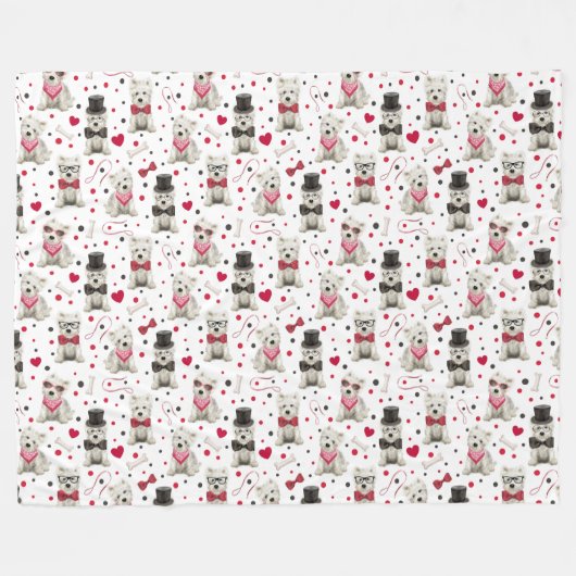 Witte Westie met Accessoires Whimsical Fleece Deken (Voorkant (Horizontaal))