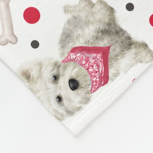 Witte Westie met Accessoires Whimsical Fleece Deken (Hoek)