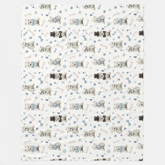 Witte Westie met Accessoires Whimsical Fleece Deken (Voorkant)