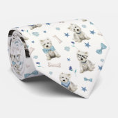 Witte Westie met Accessoires Whimsical Stropdas (Opgerold)
