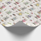 Witte Westies met Accessoires Whimsical Cadeaupapier (Hoek)