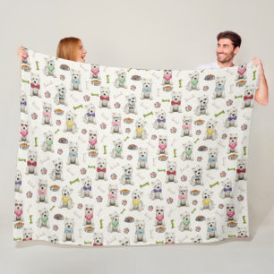 Witte Westies met Accessoires Whimsical Fleece Deken