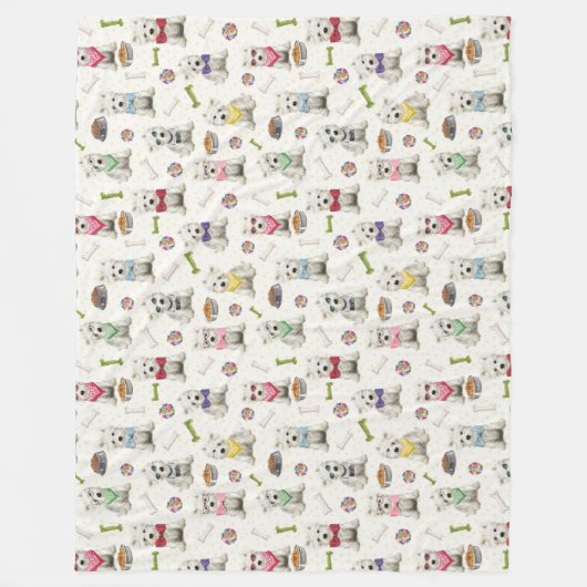 Witte Westies met Accessoires Whimsical Fleece Deken (Voorkant)