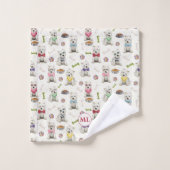 Witte Westies met Accessoires Whimsical Monogram Bad Handdoek (Wasdoekje)