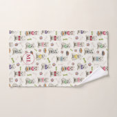 Witte Westies met Accessoires Whimsical Monogram Bad Handdoek (Handdoek)