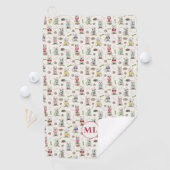 Witte Westies met Accessoires Whimsical Monogram Golfhanddoek (Insitu)