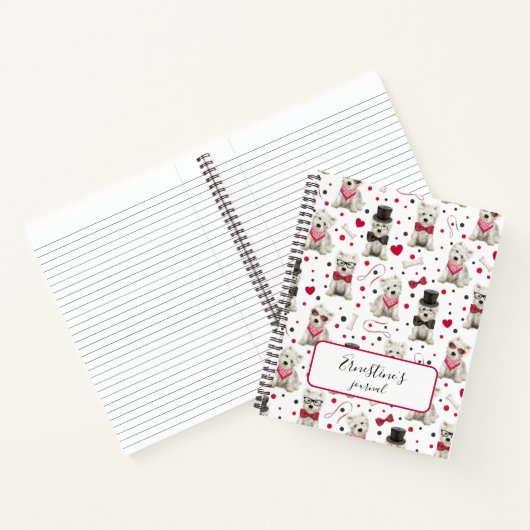 Witte Westies met Accessoires Whimsical Notitieboek (Binnen)