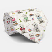 Witte Westies met Accessoires Whimsical Stropdas (Opgerold)