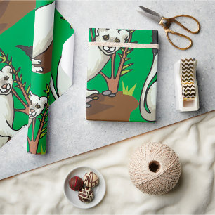 Witte Wezel Hermelijn Winter Stoat Wilde Dieren Cadeaupapier