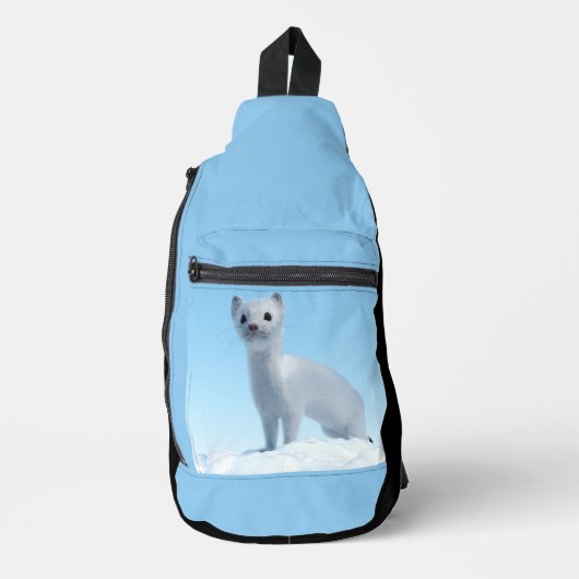 Witte wezel kunst sling bag (Voorkant)