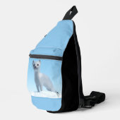 Witte wezel kunst sling bag (Rechterhoek)