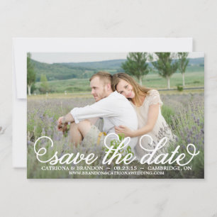Witte Whimsical Script Save the Date Aankondiging