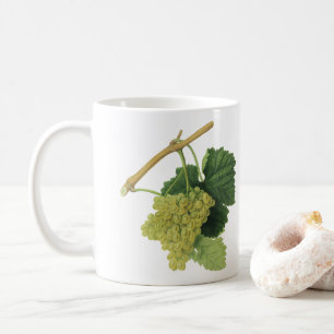 Witte wijn druiven aan de wijnstok, vintage voedse koffiemok