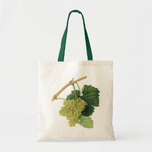 Witte wijn druiven aan de wijnstok, vintage voedse tote bag