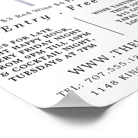 Witte Wijn & Druiven, Wijnbar/Wijnmakerij Adverter Poster (Hoek)