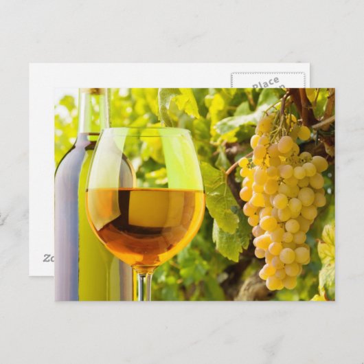 Witte wijn en druiven briefkaart (Voorkant / Achterkant)