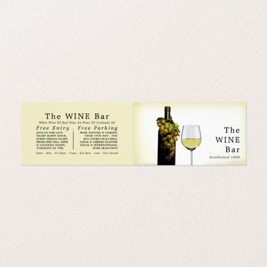 Witte wijn en druiven, wijnstang/wijnmoer, gedetai visitekaartje (Buitenkant ongevouwen)