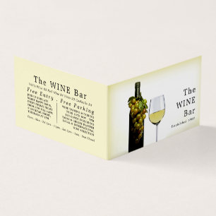 Witte wijn en druiven, wijnstang/wijnmoer, gedetai visitekaartje