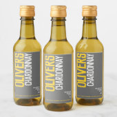 Witte wijn gele grijze wijnmakers tekst mini wijn etiket (Flessen)