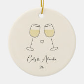 Witte wijn getrouwd verloofd Jubileum Keramisch Ornament (Voorkant)