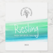 Witte wijn groene blauwe aangepaste wijnmakers eti wijn etiket (Enkel label)