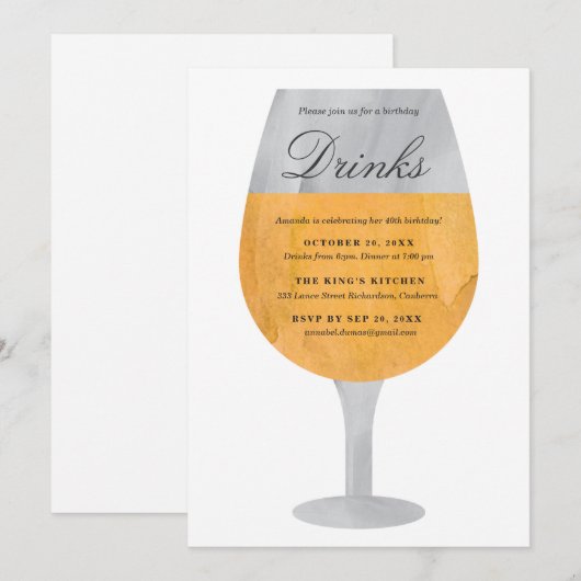 Witte wijn kaart (Voorkant / Achterkant)