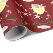 Witte Wijn Kerstmis Cadeaupapier (Rol Hoek)