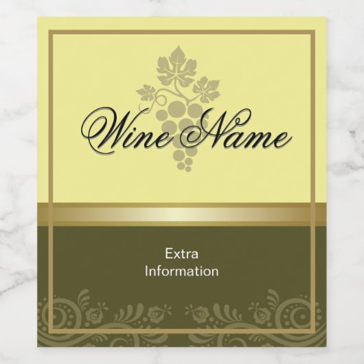 Witte wijn label met druiven wijn etiket (Enkel label)