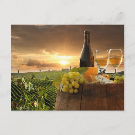 witte wijn met vat op wijngaarden in Chianti Briefkaart (Voorkant)