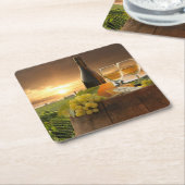 witte wijn met vat op wijngaarden in Chianti Kartonnen Onderzetters (Schuin)